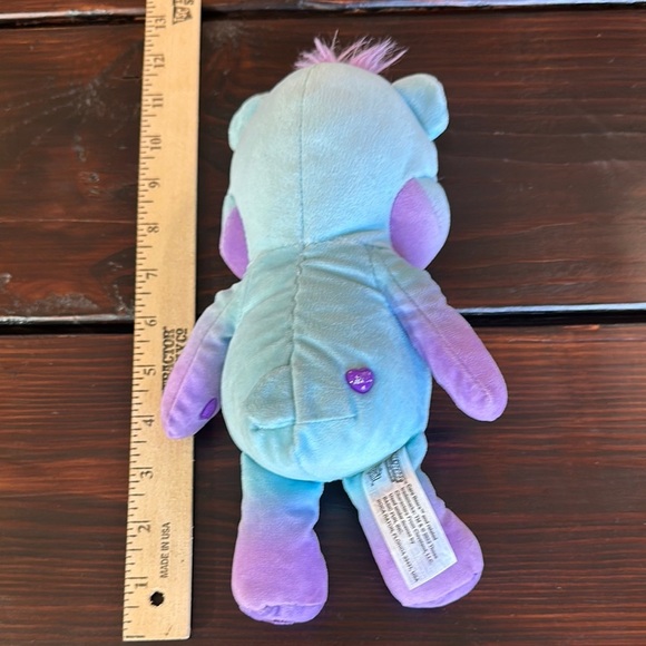 Charming Blue and Purple Stuffed Care Bear with Rainbow Heart - Picture 3 of 8
